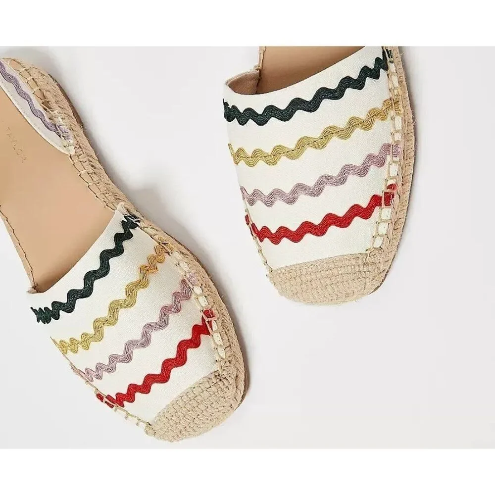 Ann Taylor Isabella Rainbow Rick Rack Linen Espadrille Flats Women's 7M